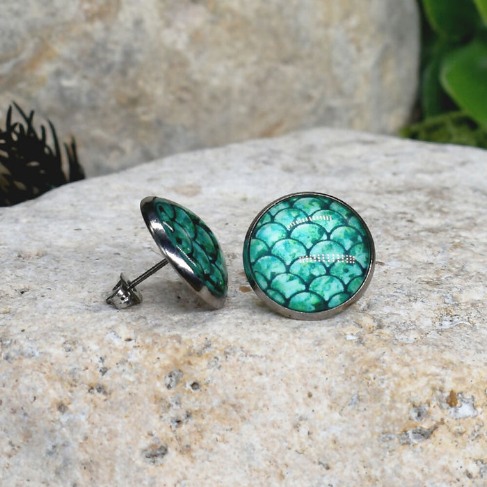 Stud Earrings With Resin Cabochon #447