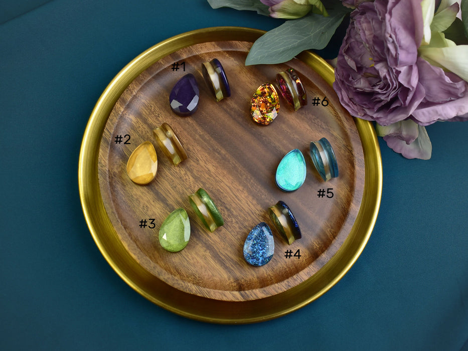 Faceted Teardrop Ear Tunnels 25mm | Pair | Ear Plugs | Gauge Earrings | Gauged Plugs | Resin #371