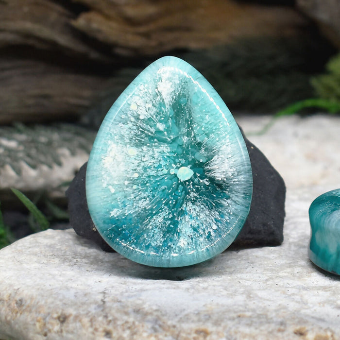 Teardrop Ear Tunnels 40mm | Pair | Ear Plugs | Gauge Earrings | Gauged Plugs | Resin #104
