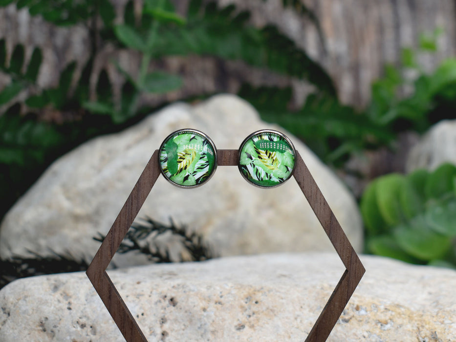 Stud Earrings With Resin Cabochon #437