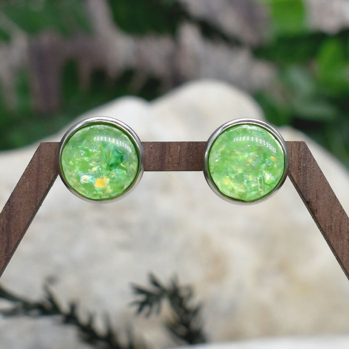 Elegant Stud Earrings With Resin Cabochon #153