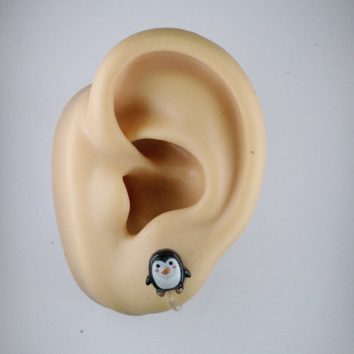 Magnetic_Clip_On_Invisible_Clipon_Stud_Pierced_Nonpierced_Earring_Earrings_Ear_FlatBack_Resin_Penguin_Black_whtie_Cute_Animal_clip