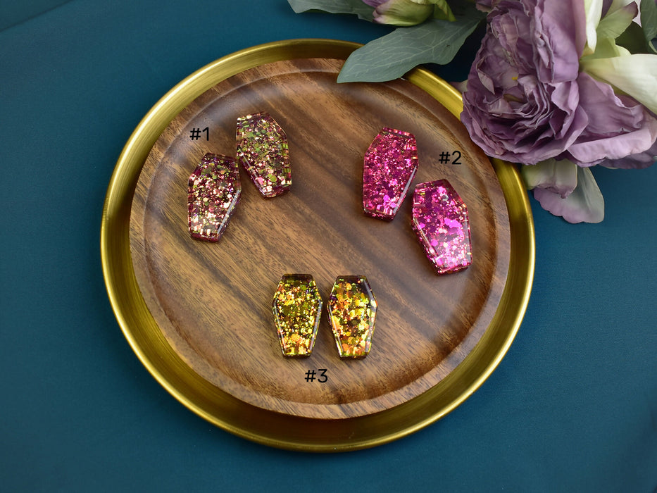 Coffin Shaped Ear Tunnels 35-42mm | Pair | Ear Plugs | Gauge Earrings | Gauged Plugs | Resin #416
