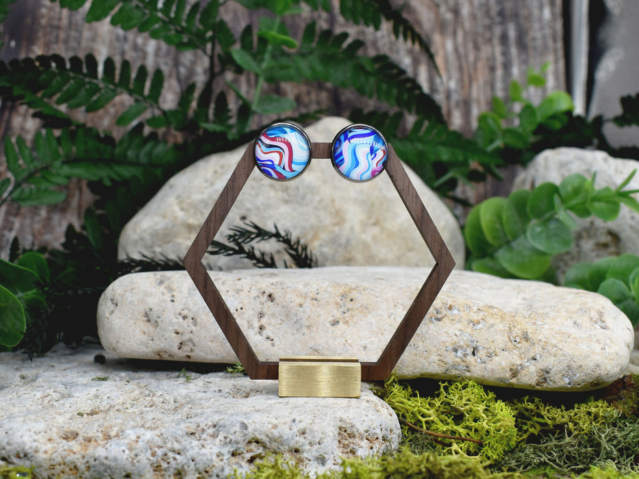 Stud Earrings With Resin Cabochon #456