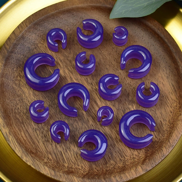 Moon Shaped Ear Tunnels 10-25mm | Pair | Ear Plugs | Gauge Earrings | Gauged Plugs | Resin #340