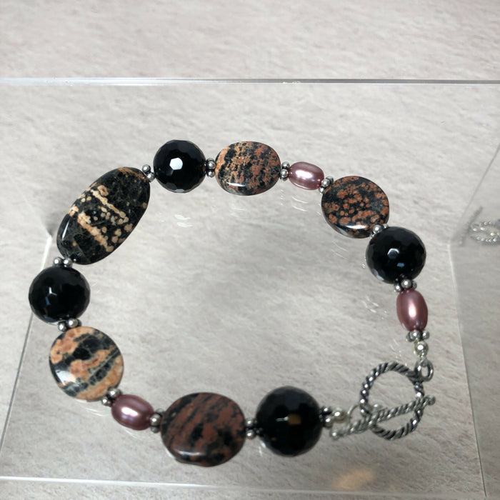 Jasper, Onyx & Freshwater Pearl Necklace