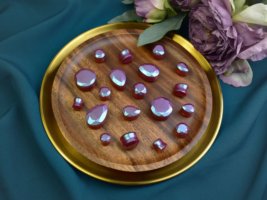 Faceted Round & Teardrop Ear Tunnels 10-25mm | Pair | Ear Plugs | Gauge Earrings | Gauged Plugs | Resin #443
