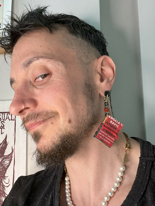 Anti-racist book cover fully functional cork booklet earrings