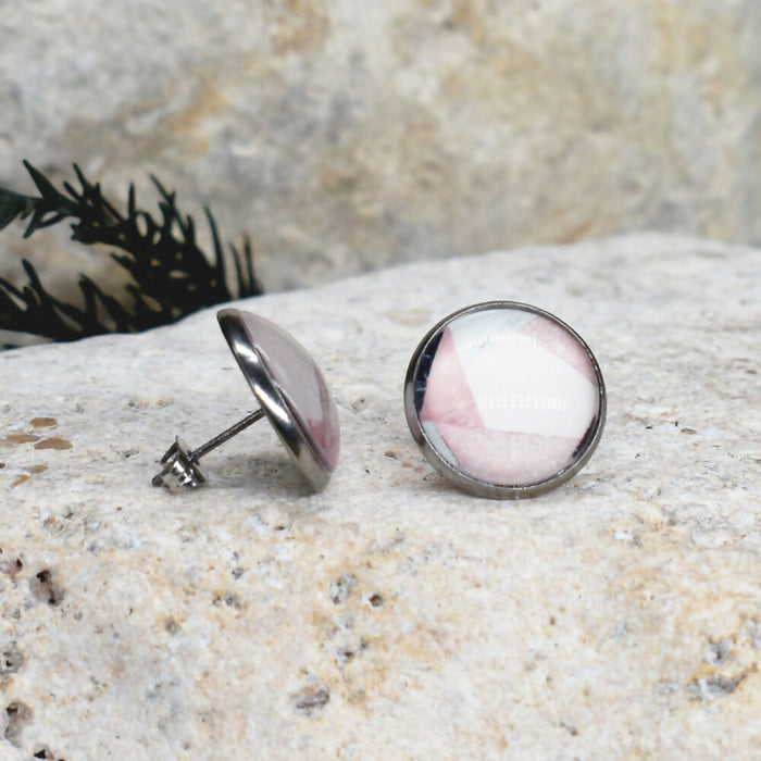 Stud Earrings With Resin Cabochon #359