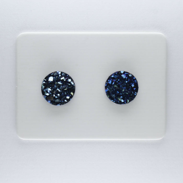 Magnetic_Clip_On_Invisible_Clipon_Stud_Pierced_Nonpierced_Earring_Earrings_Ear_FlatBack_Flat_Back_Irridescent_Druzy_Resin_Navy_Blue_8mm_card