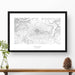 Framed travel art of Mount Adams, Washington featuring topography map art in black and white.