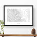 Framed black and white print of Mount Elbert, Colorado with topography art.
