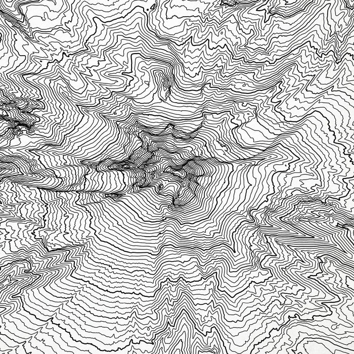 Close look at topographic map art of Mount Hood, Oregon. Clean lines give it a modern and minimalist style.