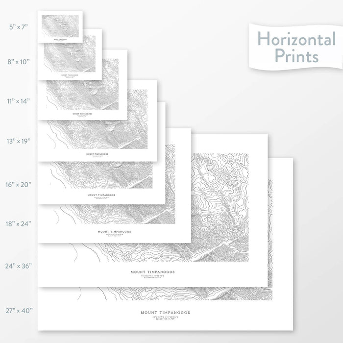 Mountain art of Mount Timpanogos, Utah. Map wall decor is available in multiple sizes: 5x7, 8x10, 11x14, 16x20, 18x24, 24x36, and 27x40.