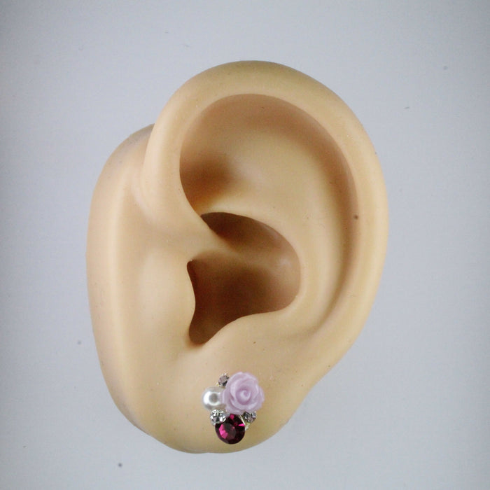 Magnetic_Clip_On_Invisible_Clipon_Stud_Pierced_Nonpierced_Earring_Earrings_Ear_FlatBack_Flower_Daisy_Rhinestone_rose_Pearl_Purple_Lavender_Lilac