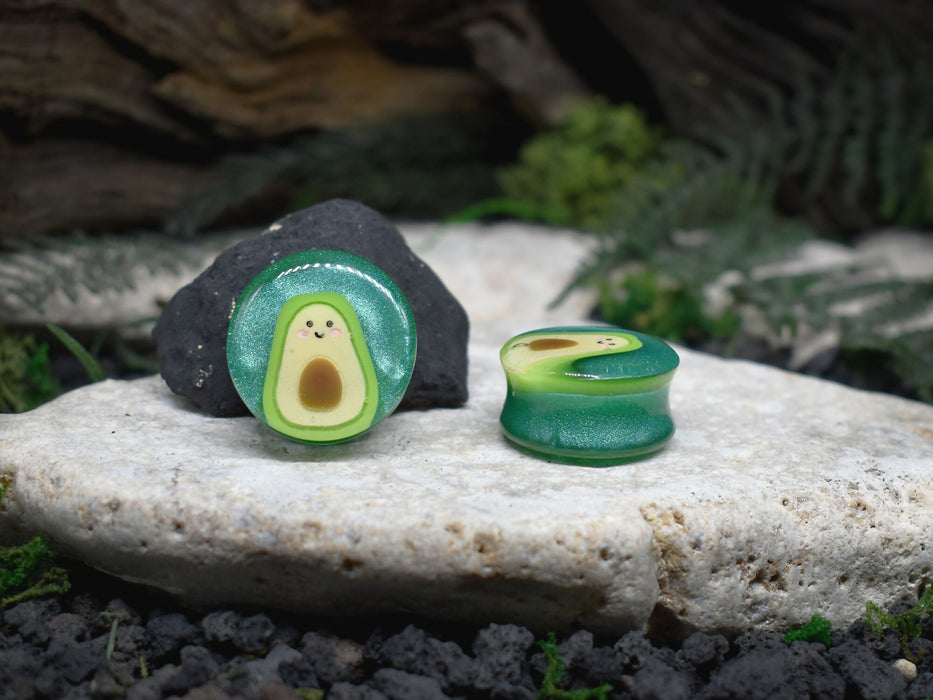 Ear Tunnels 22-26mm Avocado | Pair | Ear Plugs | Gauge Earrings | Gauged Plugs | Resin #114