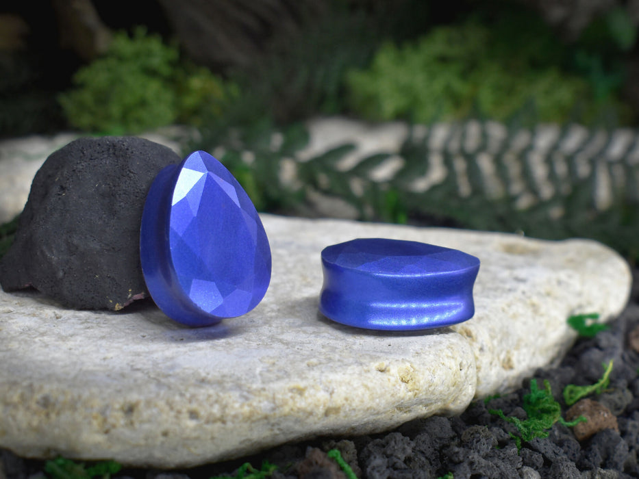 Faceted Teardrop Ear Tunnels 10-25mm | Pair | Ear Plugs | Gauge Earrings | Gauged Plugs | Resin #241