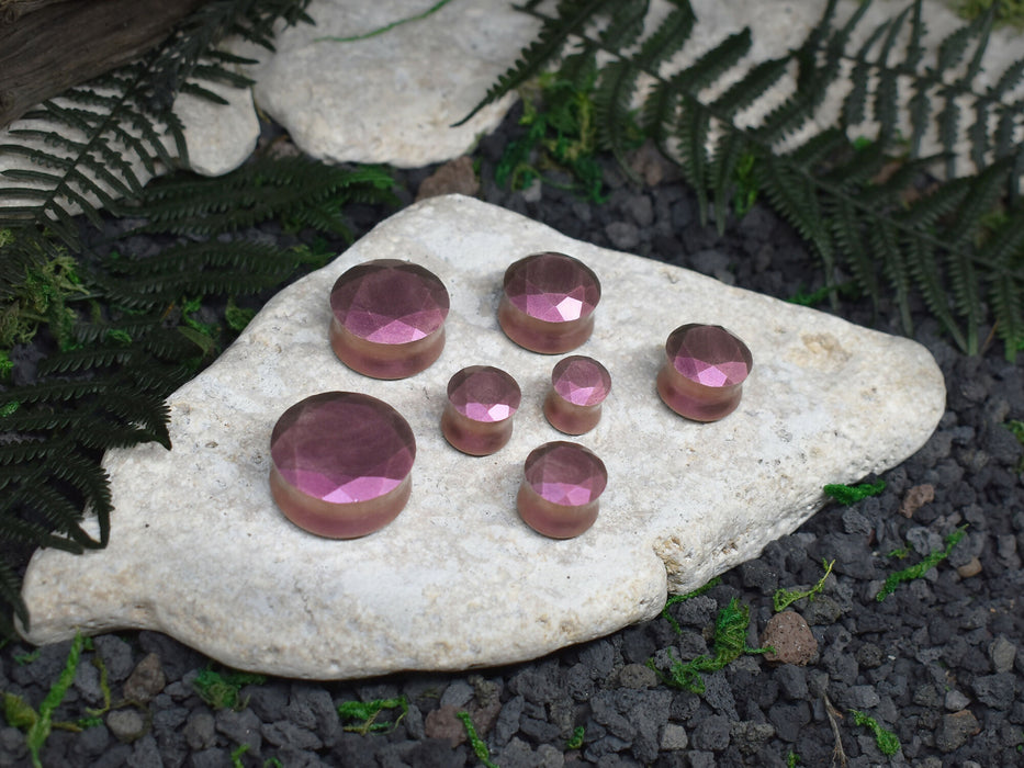Faceted Ear Tunnels 10-25mm | Pair | Ear Plugs | Gauge Earrings | Gauged Plugs | Resin #201