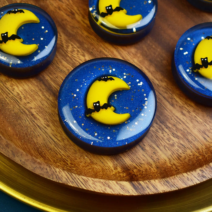 Ear Tunnels 32-50mm Halloween Moon | Pair | Ear Plugs | Gauge Earrings | Gauged Plugs | Resin #269