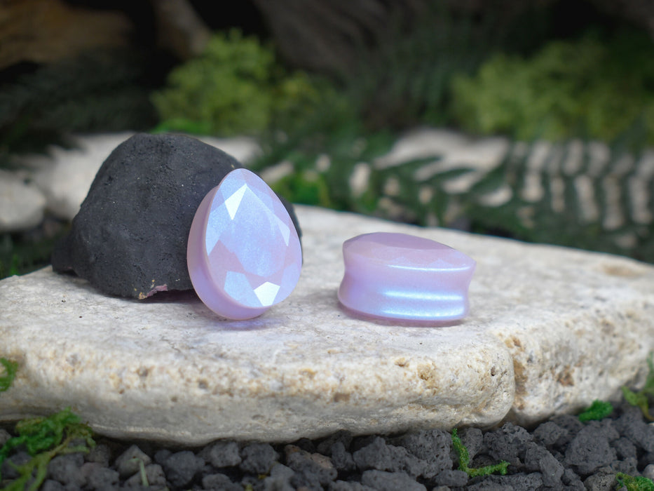 Faceted Teardrop Ear Tunnels 10-25mm | Pair | Ear Plugs | Gauge Earrings | Gauged Plugs | Resin #168
