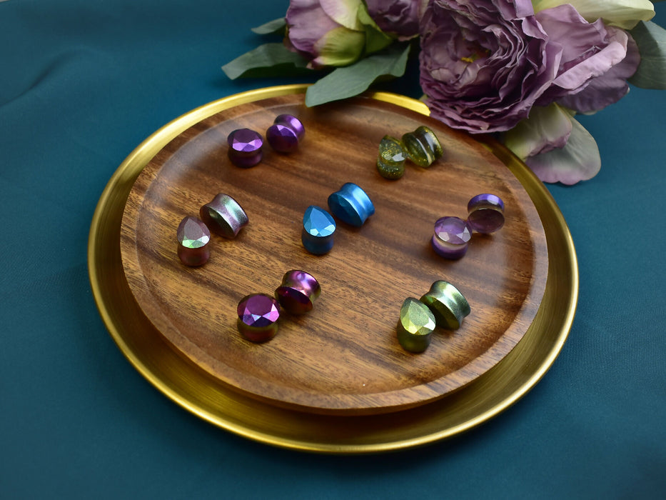 Faceted Ear Tunnels 16mm | Pair | Ear Plugs | Gauge Earrings | Gauged Plugs | Resin #400