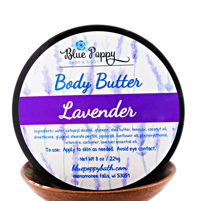 lavender body butter with lavender essential oil, thick and moisturizing