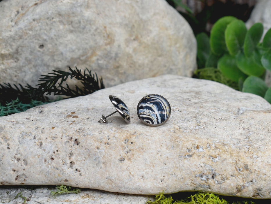 Stud Earrings With Resin Cabochon #389