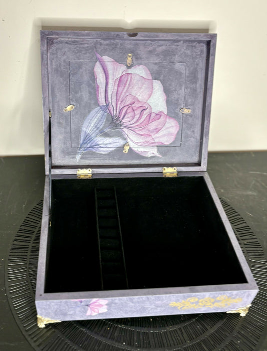 Violet Painted Vintahe Jewelry Box