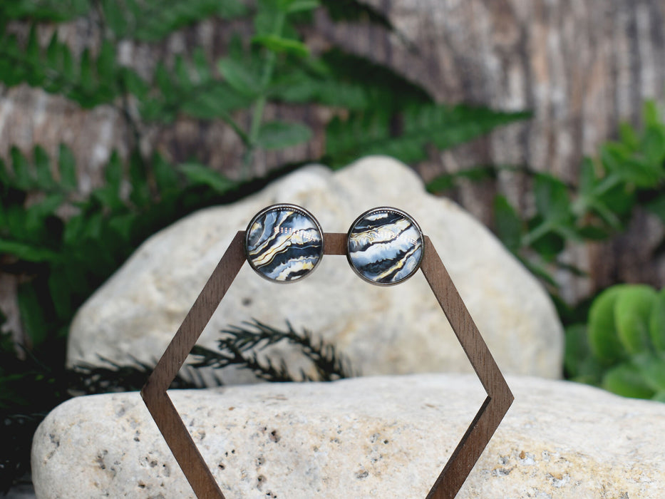 Stud Earrings With Resin Cabochon #394