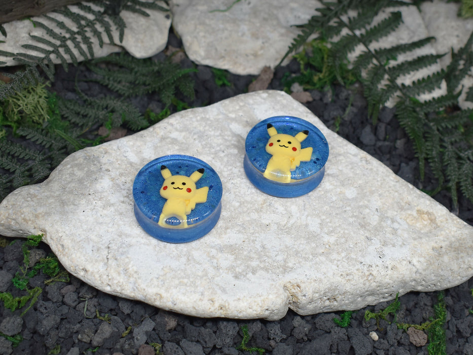 Ear Tunnels 28-34mm Pikachu | Pair | Ear Plugs | Gauge Earrings | Gauged Plugs | Resin #111
