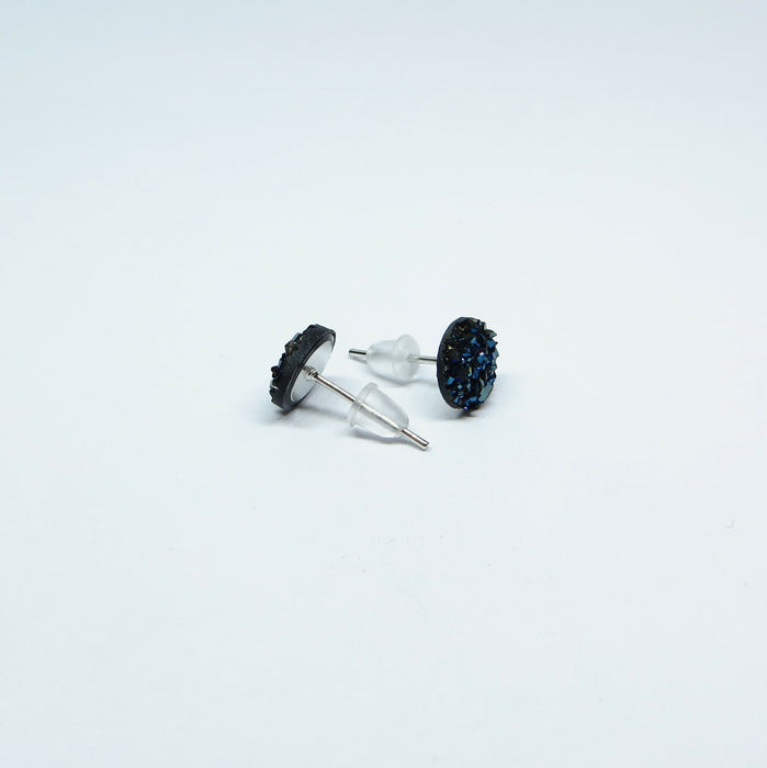 Magnetic_Clip_On_Invisible_Clipon_Stud_Pierced_Nonpierced_Earring_Earrings_Ear_FlatBack_Flat_Back_Irridescent_Druzy_Resin_Deep_Navy_Blue_8mm_back