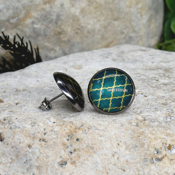 Stud Earrings With Resin Cabochon #441