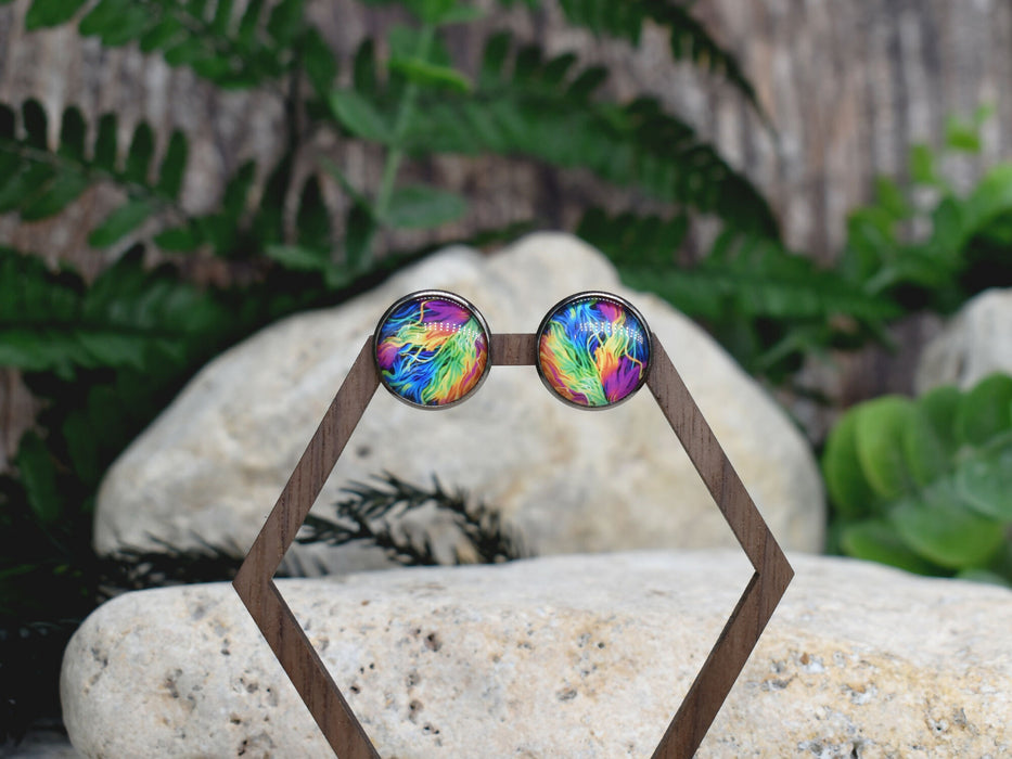 Stud Earrings With Resin Cabochon #420