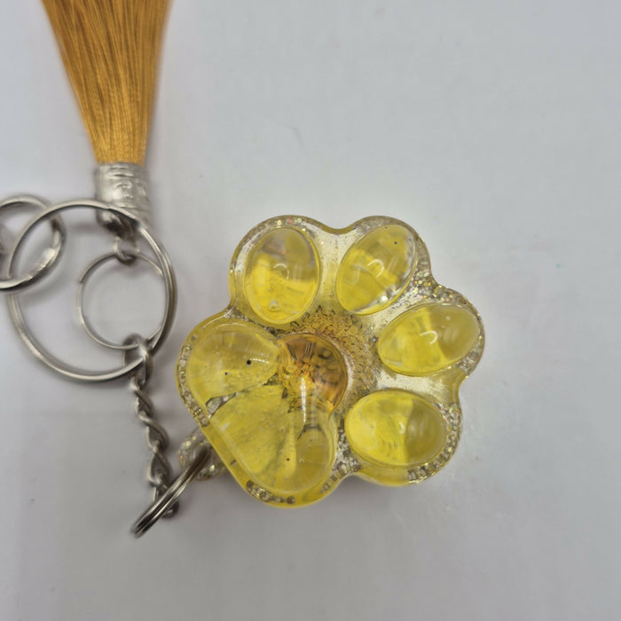 Yellow Floral Paw Keychain