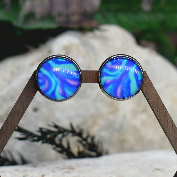 Stud Earrings With Resin Cabochon #301