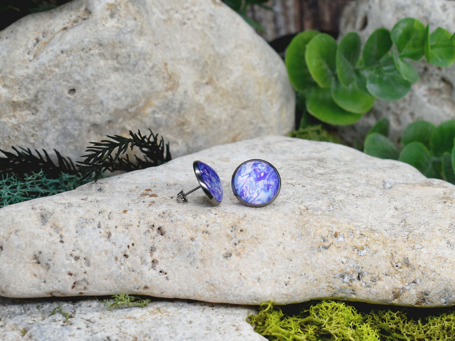 Stud Earrings With Resin Cabochon #351