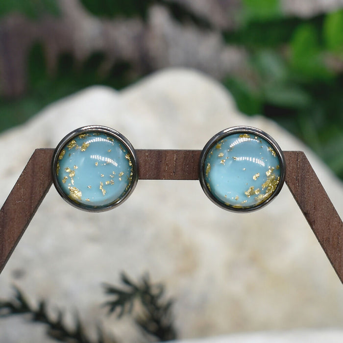 Elegant Stud Earrings With Resin Cabochon #142