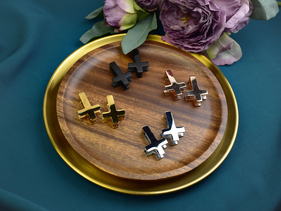 Stainless Steel Ear Weights in Shape of Inverted Cross