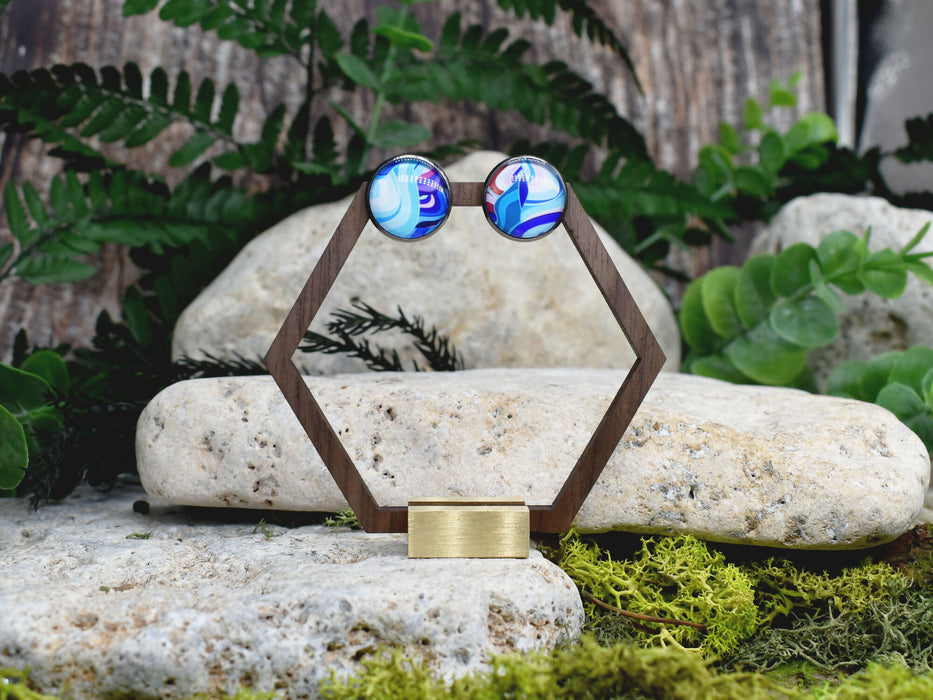 Stud Earrings With Resin Cabochon #455