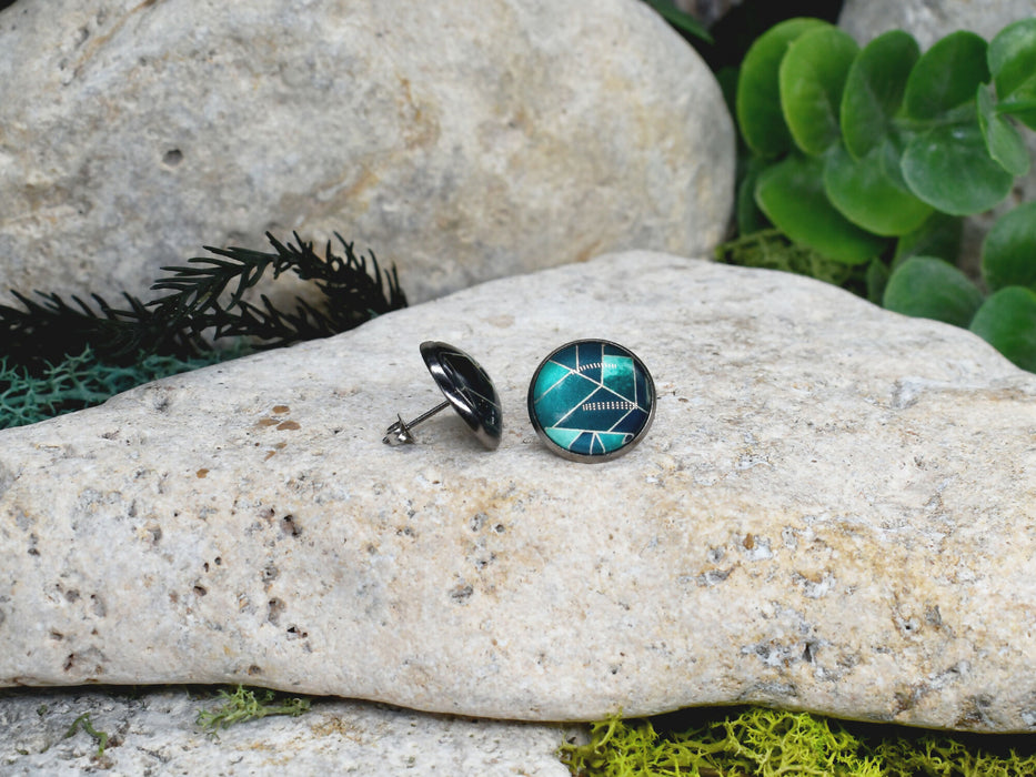 Stud Earrings With Resin Cabochon #440
