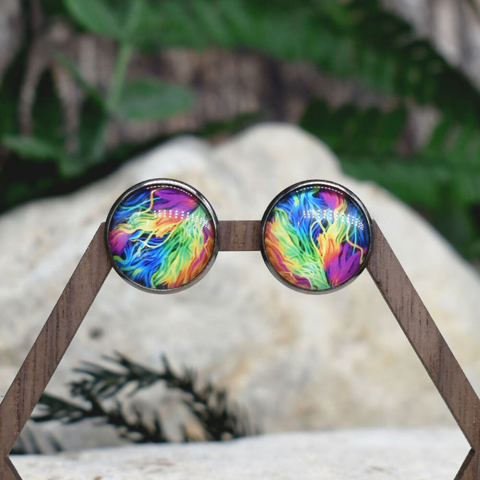 Stud Earrings With Resin Cabochon #420