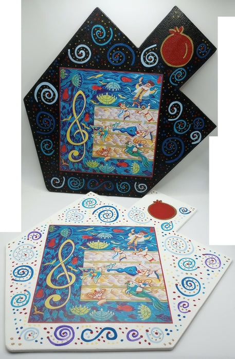 Ocean Songs Chanukkah Dreidel WHITE with Stand