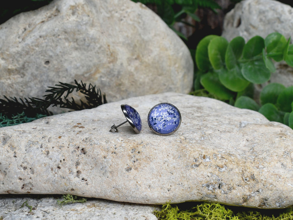 Stud Earrings With Resin Cabochon #406