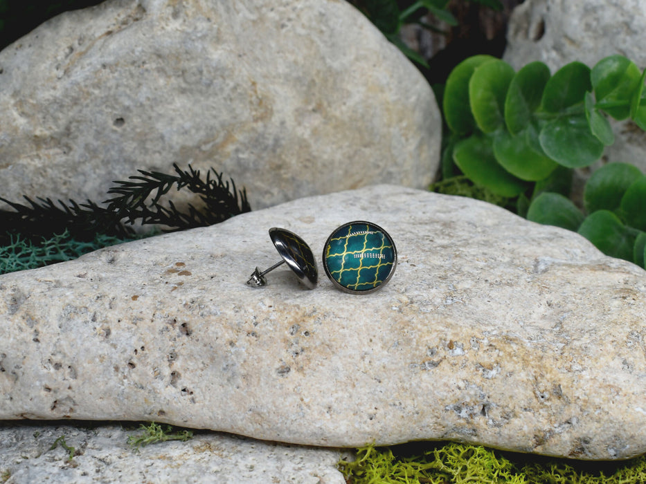 Stud Earrings With Resin Cabochon #441