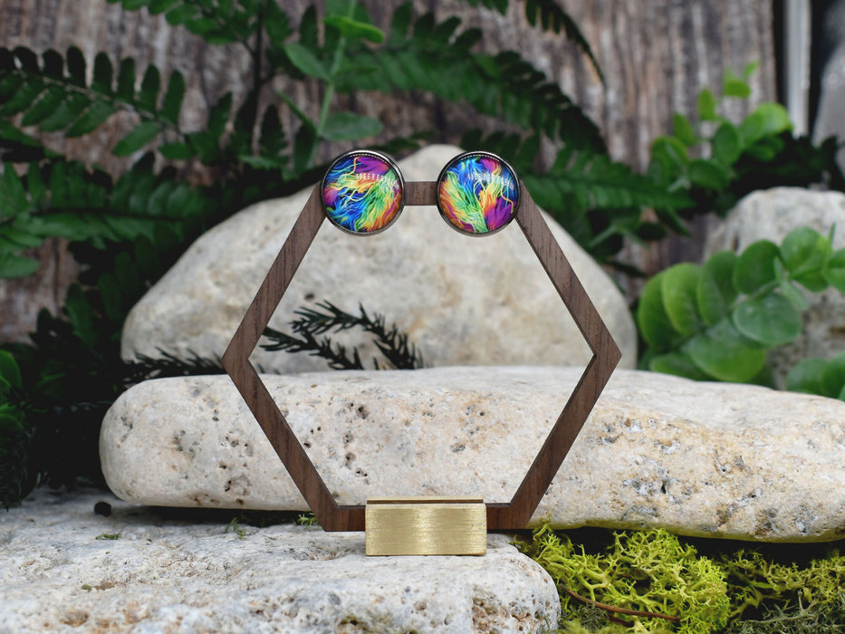 Stud Earrings With Resin Cabochon #420