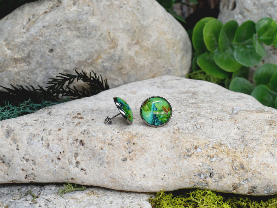 Stud Earrings With Resin Cabochon #439