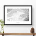 Framed black and white print of Walla Walla, Washington topography art. Text can be added to create a custom map poster as a travel gift.