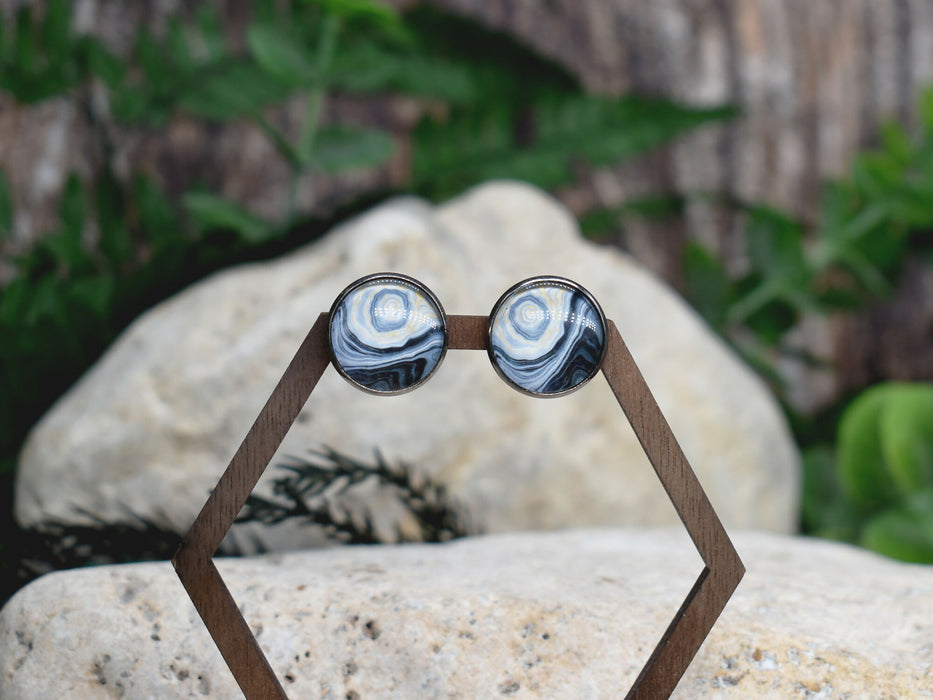 Stud Earrings With Resin Cabochon #391