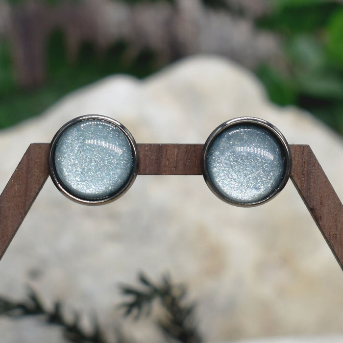 Elegant Stud Earrings With Resin Howlite Cabochon #161