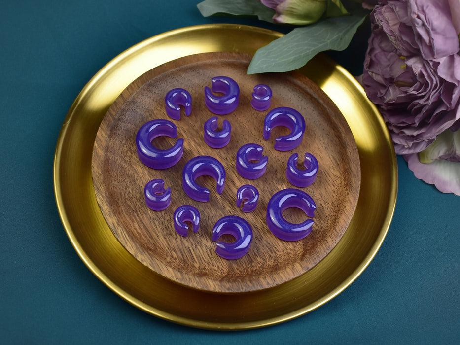 Moon Shaped Ear Tunnels 10-25mm | Pair | Ear Plugs | Gauge Earrings | Gauged Plugs | Resin #340